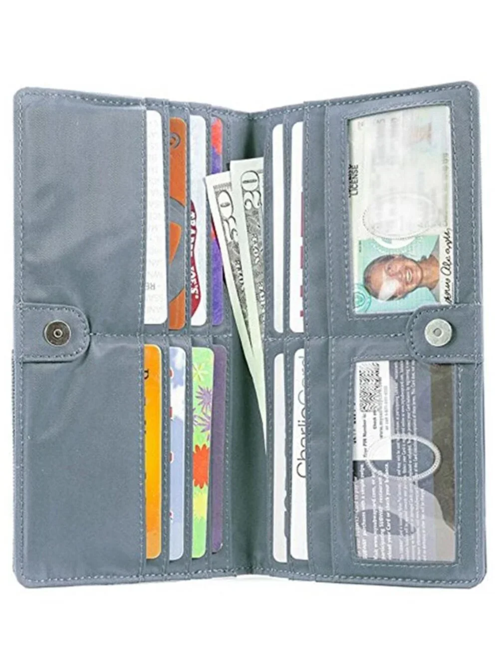 Slim Checkbook Wallet Nylon Credit Card Holder RFID Style Billfold Organizer